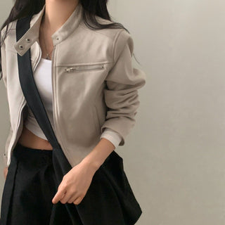 High Waist Suede Biker Jacket