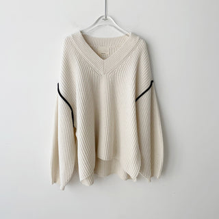 Side Slit V-Neck loose fit sweater