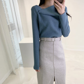 Irregular Collar Knit sweater