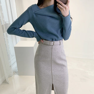 Irregular Collar Knit sweater