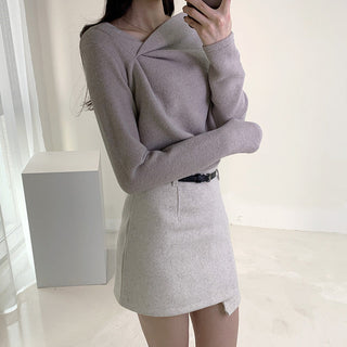 Irregular Collar Knit sweater