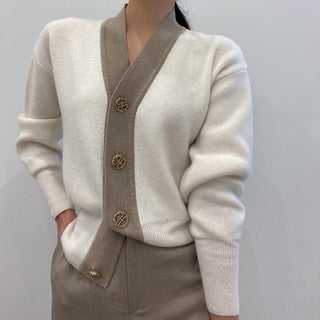 Contrast color Knitted Cardigan