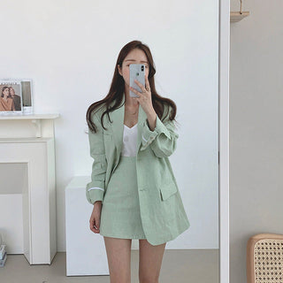 Lapel suit jacket and high waist skirt set