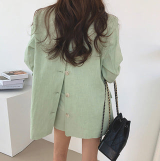 Lapel suit jacket and high waist skirt set