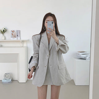 Lapel suit jacket and high waist skirt set