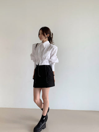 Backless hollow strap slim shirt