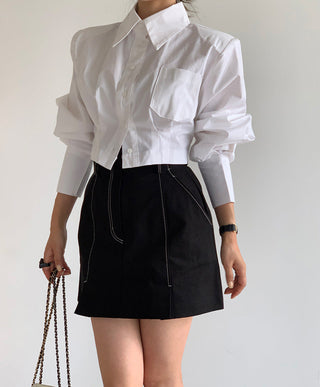 Backless hollow strap slim shirt