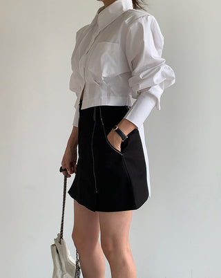 Backless hollow strap slim shirt