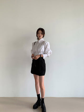 Backless hollow strap slim shirt