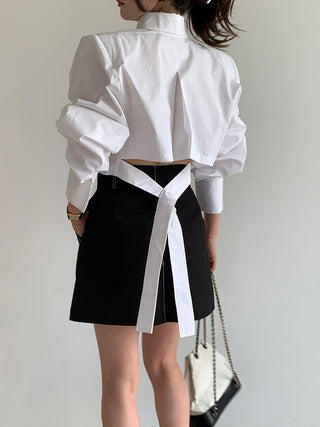 Backless hollow strap slim shirt