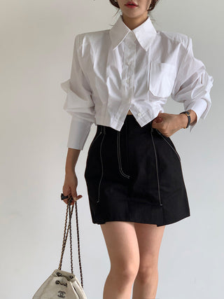 Backless hollow strap slim shirt