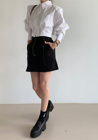 Backless hollow strap slim shirt