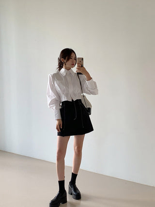 Backless hollow strap slim shirt