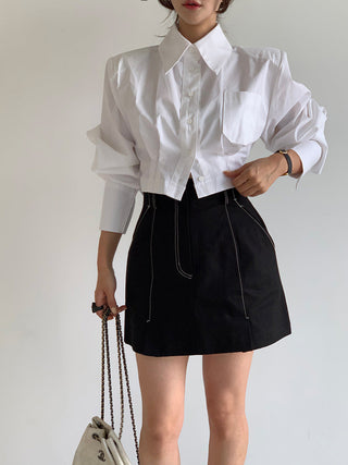 Backless hollow strap slim shirt