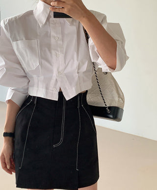 Backless hollow strap slim shirt