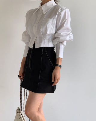 Backless hollow strap slim shirt