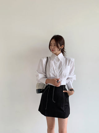 Backless hollow strap slim shirt