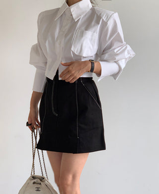 Backless hollow strap slim shirt