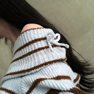 Striped off-shoulder sweater