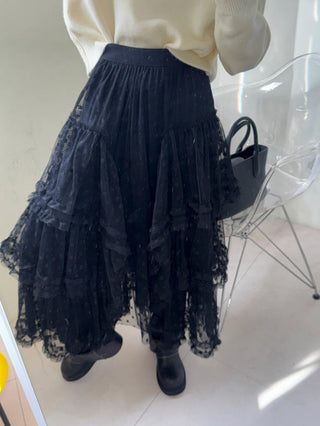 High-Waist All-Match Heavy mesh skirt