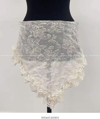 Embroidered Flower lace curtain Skirt