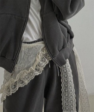 Embroidered Flower lace curtain Skirt