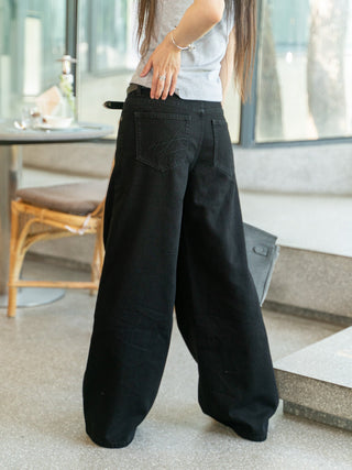 Wide leg slim mid-waist loose jeans