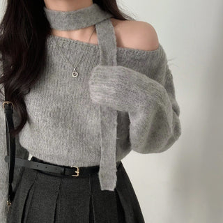 One-Shoulder Long-sleeved Sweater