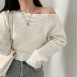 One-Shoulder Long-sleeved Sweater