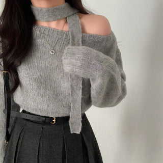 One-Shoulder Long-sleeved Sweater