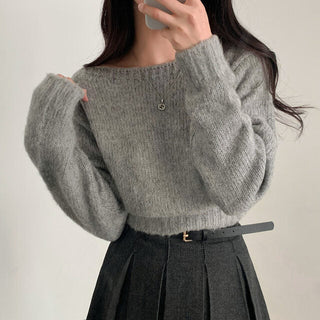 One-Shoulder Long-sleeved Sweater