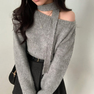 One-Shoulder Long-sleeved Sweater