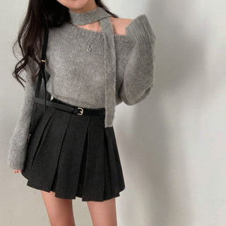 One-Shoulder Long-sleeved Sweater