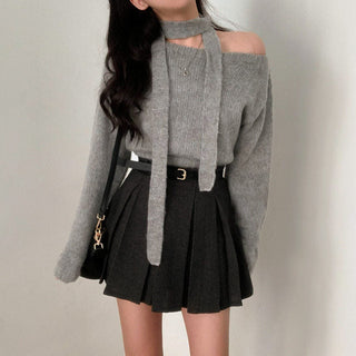 One-Shoulder Long-sleeved Sweater