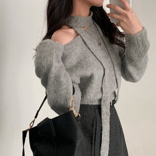 One-Shoulder Long-sleeved Sweater