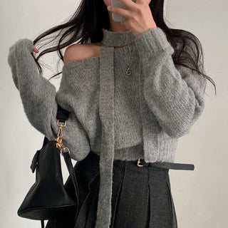 One-Shoulder Long-sleeved Sweater