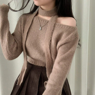 One-Shoulder Long-sleeved Sweater