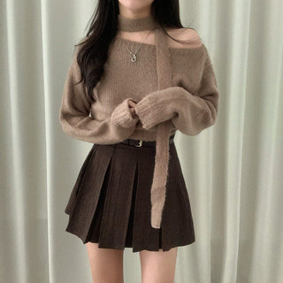 One-Shoulder Long-sleeved Sweater