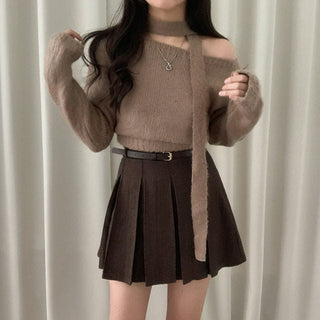 One-Shoulder Long-sleeved Sweater