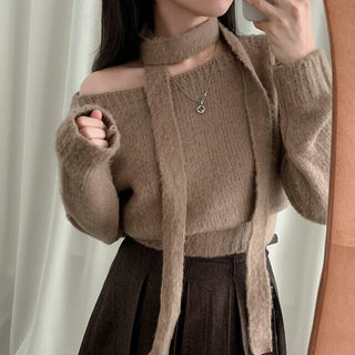 One-Shoulder Long-sleeved Sweater