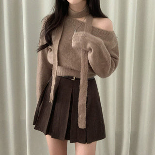 One-Shoulder Long-sleeved Sweater