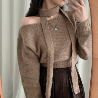 One-Shoulder Long-sleeved Sweater