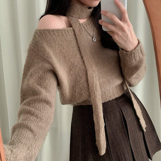 One-Shoulder Long-sleeved Sweater