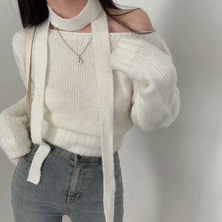 One-Shoulder Long-sleeved Sweater