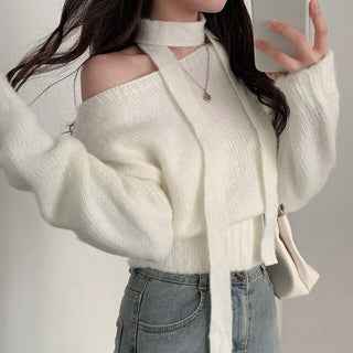 One-Shoulder Long-sleeved Sweater