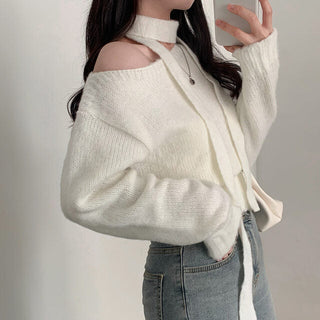 One-Shoulder Long-sleeved Sweater