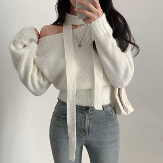 One-Shoulder Long-sleeved Sweater