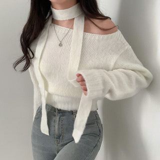 One-Shoulder Long-sleeved Sweater