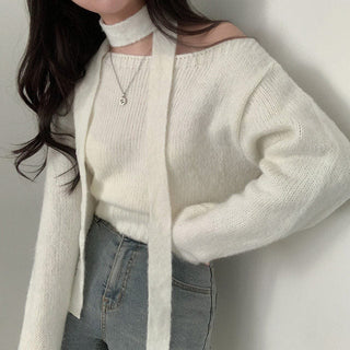 One-Shoulder Long-sleeved Sweater