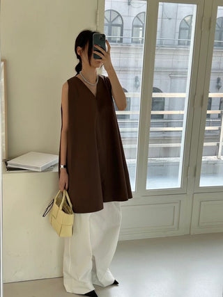 V-neck simple loose dress